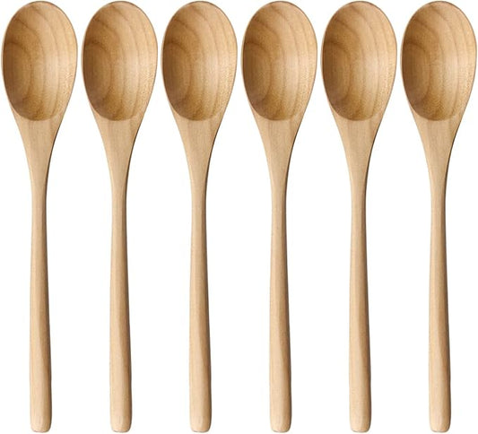 AOOSY Wooden Spoons for Cooking, 9 Inches 6 Pieces Japanese Natural Ellipse by AOOSY