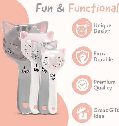 Cat Shaped Ceramic Measuring Spoons - Image 4