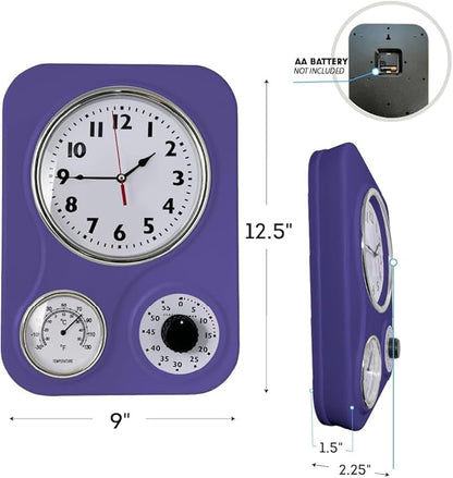 Lily's Home - 9.5 Inch x 12.5 Inch - Retro Kitchen Wall Clock, Vintage Wall - Image 2