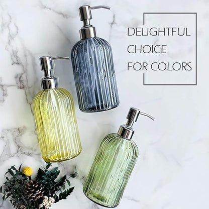 JASAI 18 Oz Vertical Striped Green Soap Dispenser - Image 7