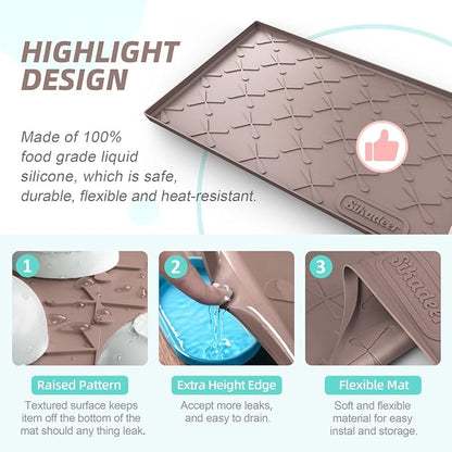 SIKADEER 25" x 19" Under Sink Mat Waterproof, Silicone Mat Kitchen Drawer Shelf - Image 5