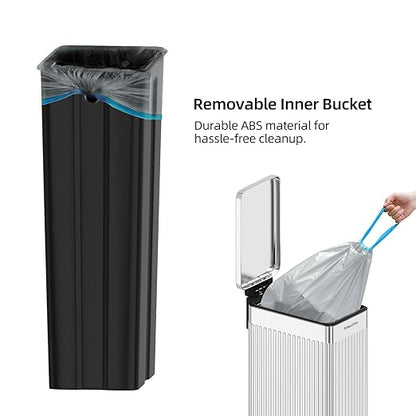 Soft-Close Trash Can with lid，8 Gallon/30L Anti-Fingerprint Stainless Steel - Image 6