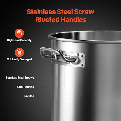 VEVOR Stainless Steel Stockpot, 36 Quart Cooking Pots, Cookware Sauce Pot - Image 5