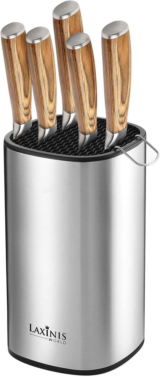 Universal Knife Block, Stainless Steel Knife Holder, Knife Organizer, Modern Rectangular Design, 8.5” by 5”(knives not included)
