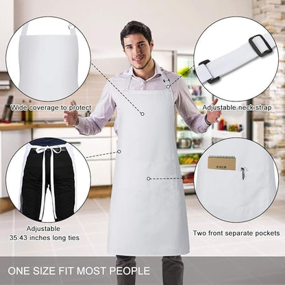 Jubatus 1 Pack Bib Aprons with 2 Pockets Cooking Chef Kitchen Apron - Image 2