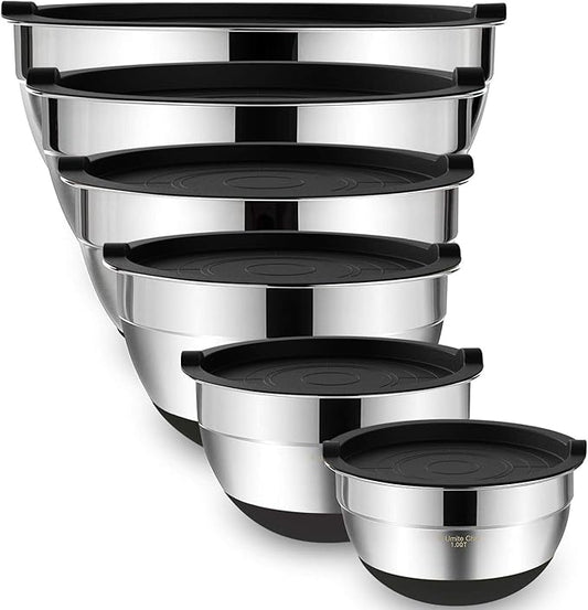 Umite Chef Mixing Bowls with Airtight Lids，6 piece Stainless Steel Metal by UmiteChef