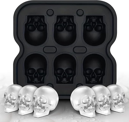 Skull Ice Cube Mold, 6-Cavity Silicone Ice Tray by DakGagMah