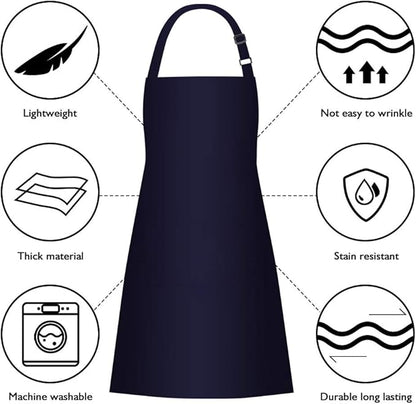 Jubatus 4 Pack Bib Aprons with 2 Pockets Cooking Chef Kitchen Apron - Image 6