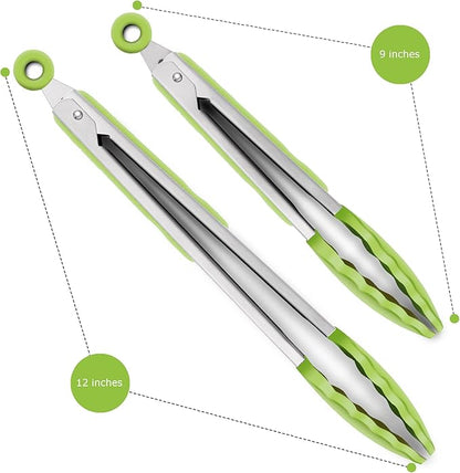 2 Pack Silicone Kitchen Tongs – 9" & 12" Set, Heat Resistant up to 500°F - Image 4