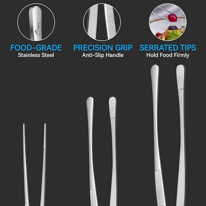 HOTEC Kitchen Tweezers Tongs Stainless Steel Professional Chef Tweezers - Image 6