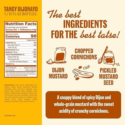 Ayoh Foods, Mayo Gone Wild, Made by Molly Baz - Easy to Squeeze, Perfect for; Sandwiches, Burgers, Fries, Nuggets, Wraps & Dips (1 Pack, Tangy Dijonayo)