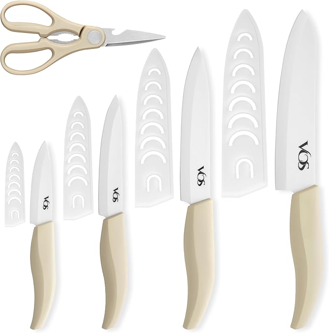 Vos ceramic knives set for kitchen in gift box, 5 ceramic knife by Vos