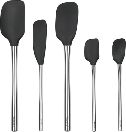 Tovolo Stainless Steel Handled Silicone Spatula Set of 5, Dishwasher Safe by Tovolo