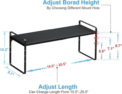 15.5 to 25.5 Inch Expandable Kitchen Cabinet Organizer Shelf, 2 Pack 30 LBS - Image 2