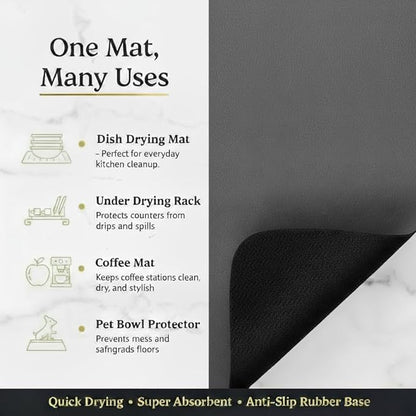 Dish Drying Mat Super Absorbent – 16" x 18" Coffee Mat - Image 4
