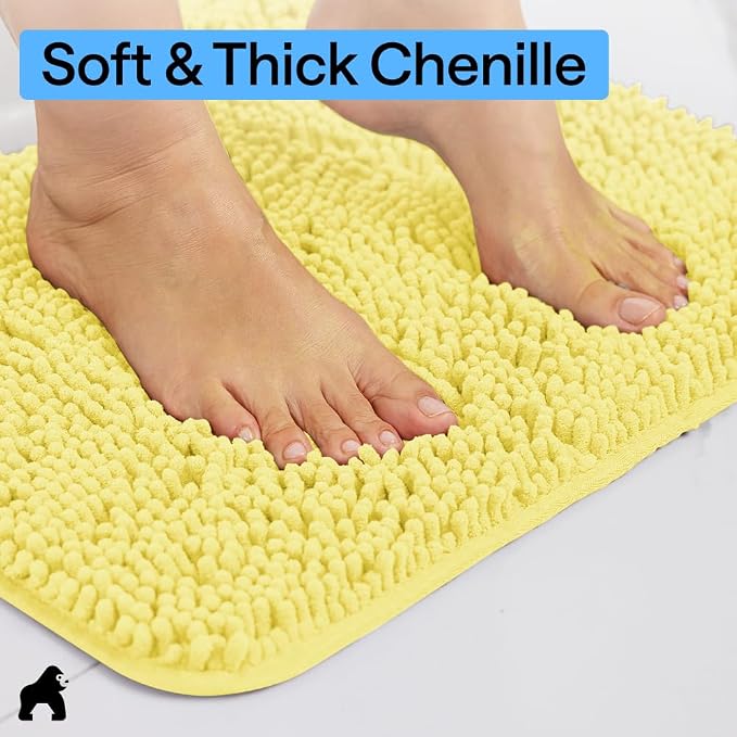 GORILLA GRIP Bath Rug Mat, Thick Soft Absorbent Chenille, Quick Dry Microfiber - Image 4