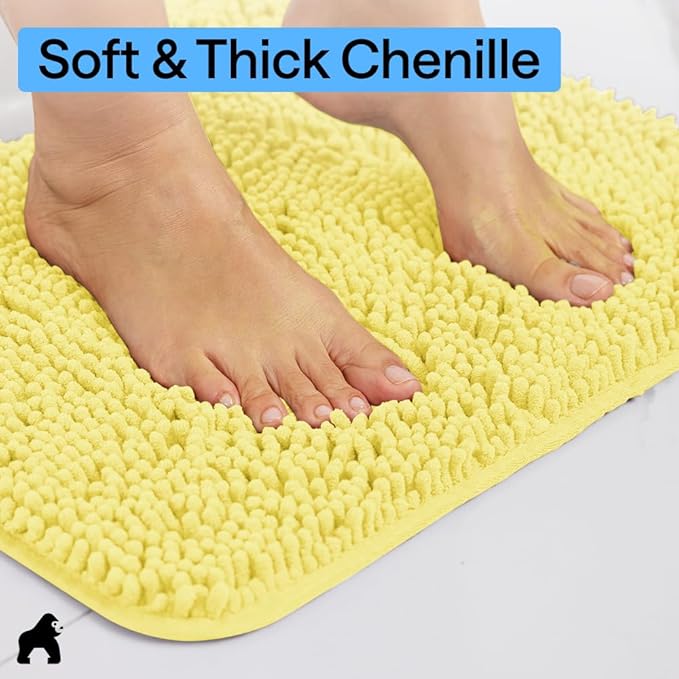 GORILLA GRIP Bath Rug Mat 60x24, Thick Soft Absorbent Chenille, Quick Dry - Image 4