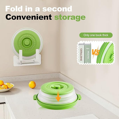 Microwave Splatter Cover 10.2 Inch, Collapsible Silicone Lid & Tray - Image 3