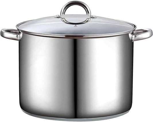 Cook N Home Stockpot with Lid, Basics Stainless Steel Soup Pot by CookNHome