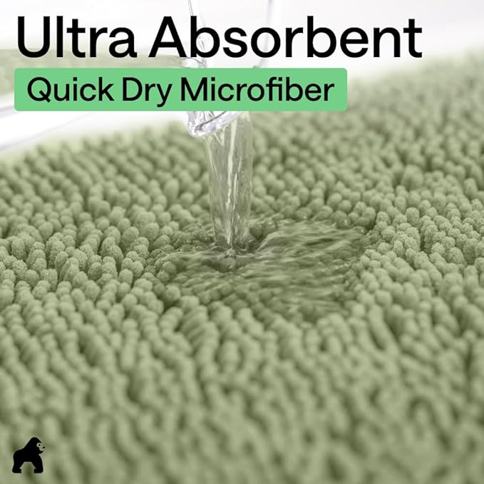 GORILLA GRIP Bath Rug Mat 60x17, Soft Absorbent Chenille, Quick Dry Microfiber - Image 5