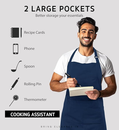 Syntus 12 Pack Bib Apron, Unisex Aprons Adjustable Waterdrop Resistant - Image 4