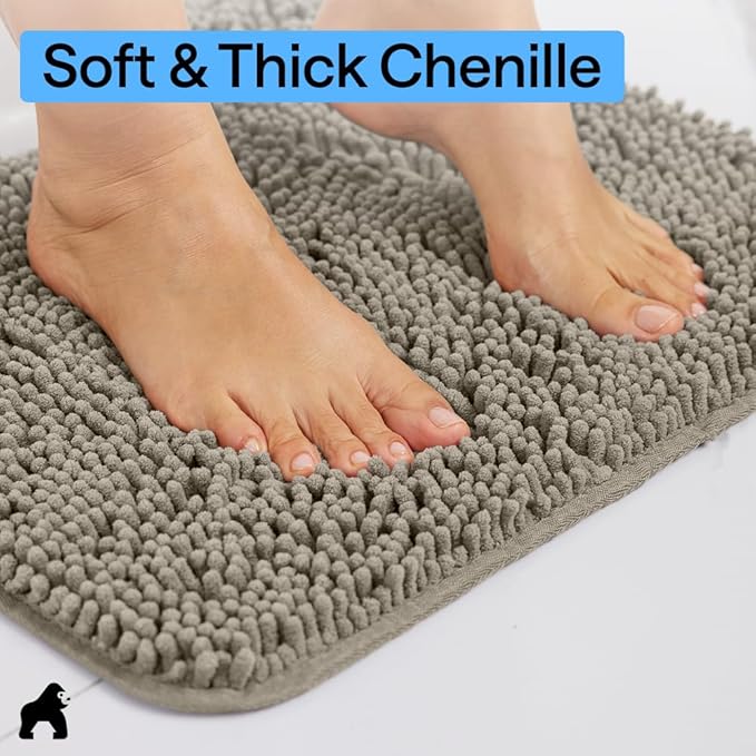 GORILLA GRIP Bath Rug Mat 30x20, Thick Soft Absorbent Chenille, Quick Dry - Image 4