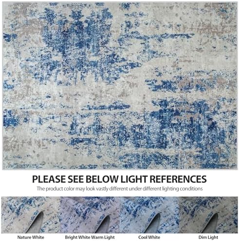 9x12 Area Rugs for Living Room Washable Bedroom Dining Room Blue Grey White - Image 6