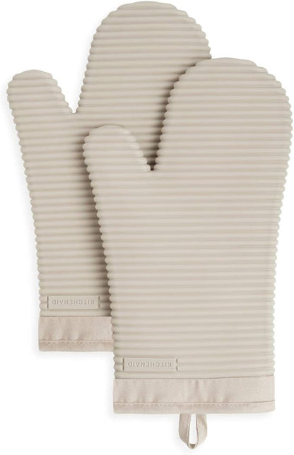 KITCHENAID Ribbed Soft Silicone Oven Mitt 2-Pack Set by KitchenAid