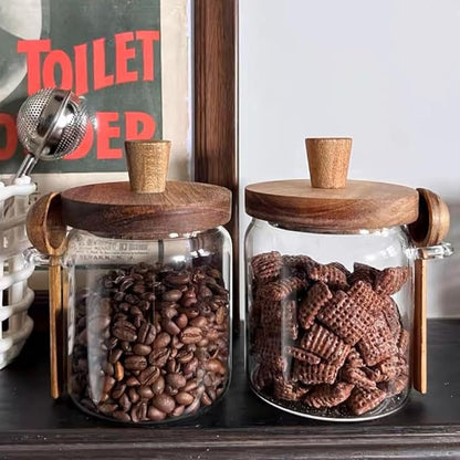 ANSQU Glass Jar with Wooden Lid & Spoon, 13.5oz Food Storage Containers Coffee - Image 6
