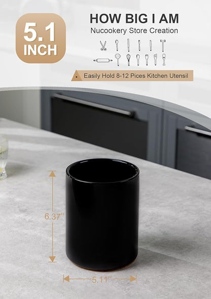 Nucookery Utensil Holder, 6.4" Ceramic Kitchen Utensil Holder - Image 2