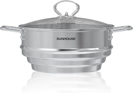 SUNHOUSE 5 Quart Stainless Steel Steamer Insert – Multi-Purpose Soup & Food by SUNHOUSE