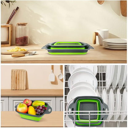 AUAUY 2 PCS Collapsible Colander Set, Square Silicone Folding Colander - Image 8