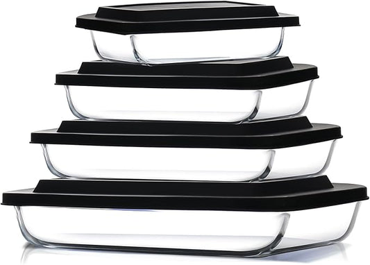EATEX 8-Piece Deep Glass Casserole Dishes by Eatex