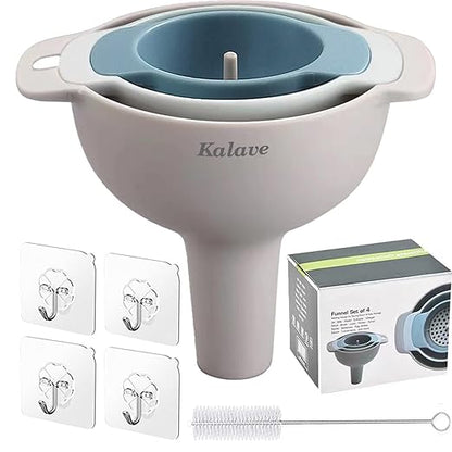 Set of 4 Funnels for Filling Bottles, BPA-Free Food Grade Kitchen Funnels by Kalave