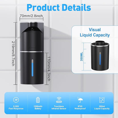Fantictas Automatic Soap Dispenser, Touchless Hand Wall Mount Rechargeable 3 - Image 2