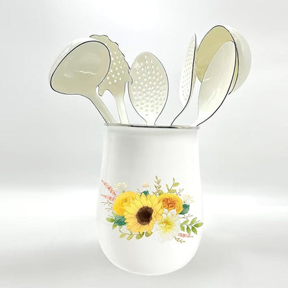 White Soup Ladle Spoons 13.7 Inch Big Serving Cooking Spoons Enamel Steel Stew - Image 7