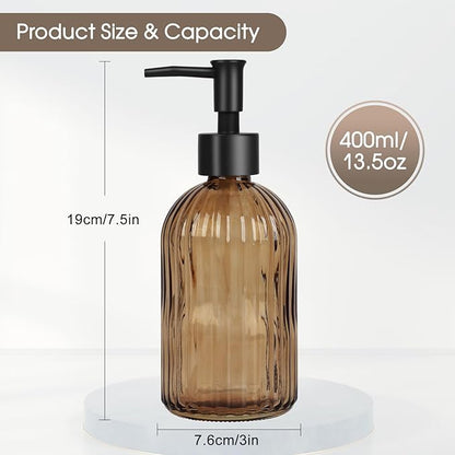 13.5oz Stripe Glass Soap Dispenser - Image 4