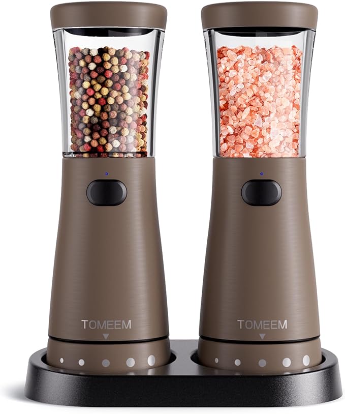Electric Salt and Pepper Grinder Set by Tomeem
