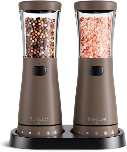 Electric Salt and Pepper Grinder Set by Tomeem