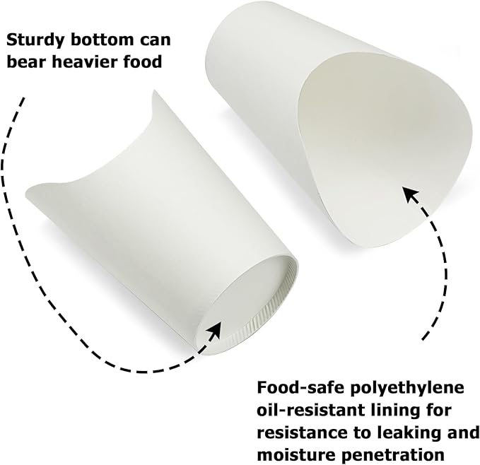 CAMKYDE 100 Pcs French Fries Holder, 14oz Disposable Paper French Fry Cups White Charcuterie Cups for all Occasions (14oz, White)