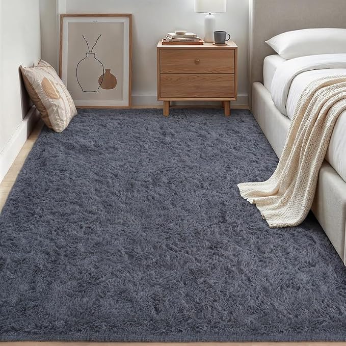 Area Rug for Living Room Bedroom: 4x6 Soft Fluffy Shag Rugs Upgrade Non-Slip - Image 4