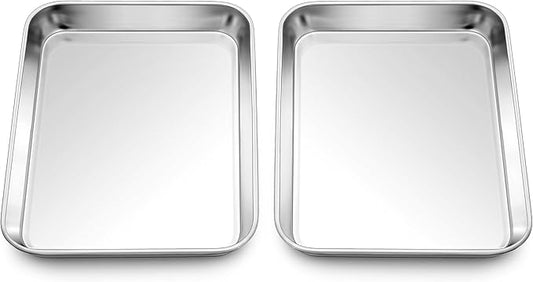 Homikit 2 Pack Baking Sheet, 9 x 7 Inches Stainless Steel Cookie Tray Set by Homikit