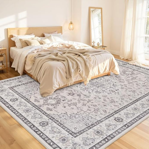 8x10 Area Rugs for Living Room: Vintage Boho Neutral Washable Rug Indoor Soft - Image 2