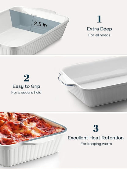 DOWAN Casserole Dish, 9x13 Ceramic Baking Dish, Large Lasagna Pan Deep - Image 3