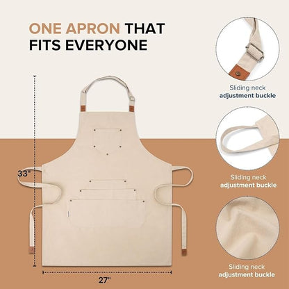 Cotton Canvas Apron for Women & Men – Adjustable Neck Strap & Waist Ties - Image 4