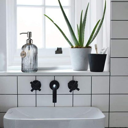 JASAI 18 Oz Vertical Stripes Kitchen Soap Dispenser - Image 4