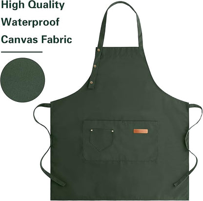 Apron for Men Women with Adjustable Straps and Large Pockets, Canvas Cotton - Image 7