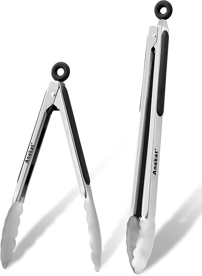 Anaeat Premium Stainless Steel Kitchen Tong Set of 2 by Anaeat