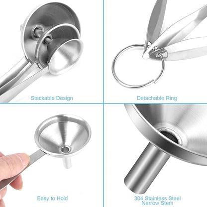 Large Small Funnel Set of 3, Food Grade Mini Funnels - Image 3