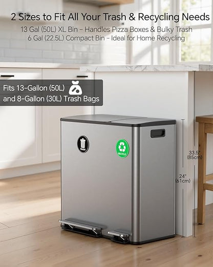 Lovewind Dual Trash and Recycling Bins - Image 2